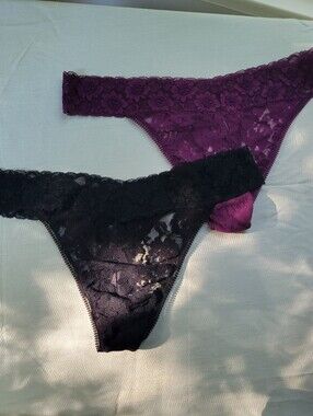 NEW Weekend Underwear LG Hanky Panky Original Rise LACE Thong SET ANTHROPOLOGIE